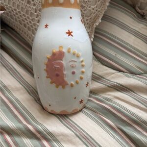 Sun and Moon Ceramic Vase - White and Pink